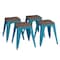 Flash Furniture 4 " Teal Metal Stool with Wood Seat, PK4 ET-BT3503-18-TL-WD-GG - alternate 10